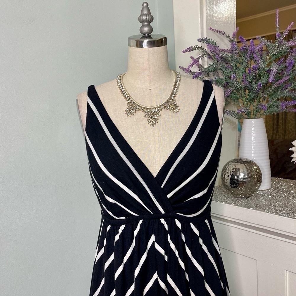 Soma Striped Maxi Dress Black & White Sundress Size Small - Picture 3 of 9